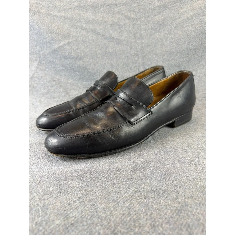 Cole Haan Penny Loafer Mens 9 B Black‎ Leather Grand Os Made In Italy Dress Shoe